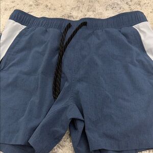 American Eagle Outfitters Men's Blue Athletic Shorts with White Panels